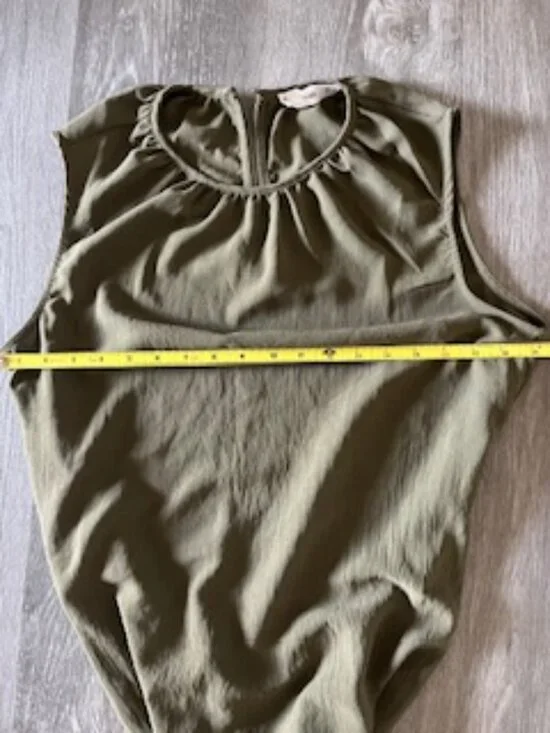 Mango Olive Midi Dress Side Slits Women's S - Picture 7 of 10